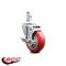Service Caster 4 Inch Red Polyurethane Wheel Swivel 3/4 Inch Square Stem Caster with Brake SCC-SQ20S414-PPUB-RED-TLB-34 - alternate 3